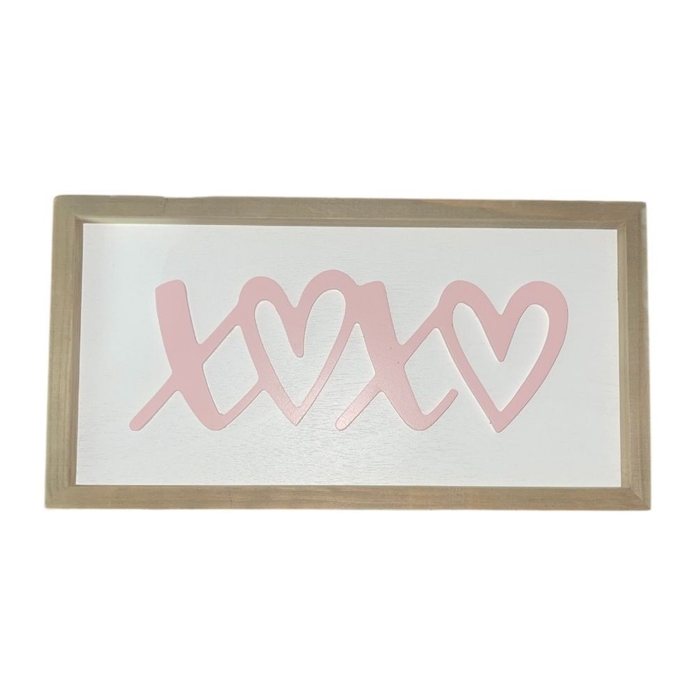 Pink Heart XOXO Wood Wall Art